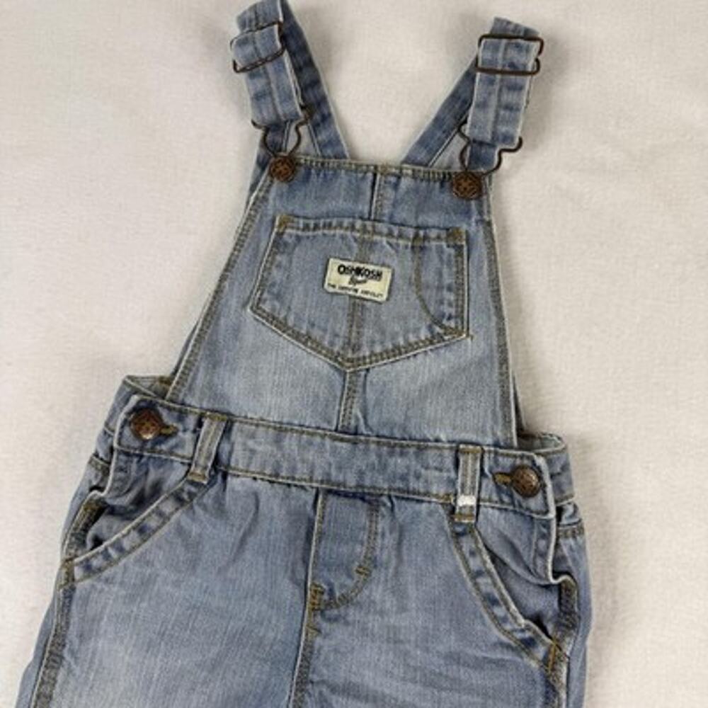 OshKosh Overalls Denim Vestbak Baby Boys 2T Blue Adjustable Straps Pockets